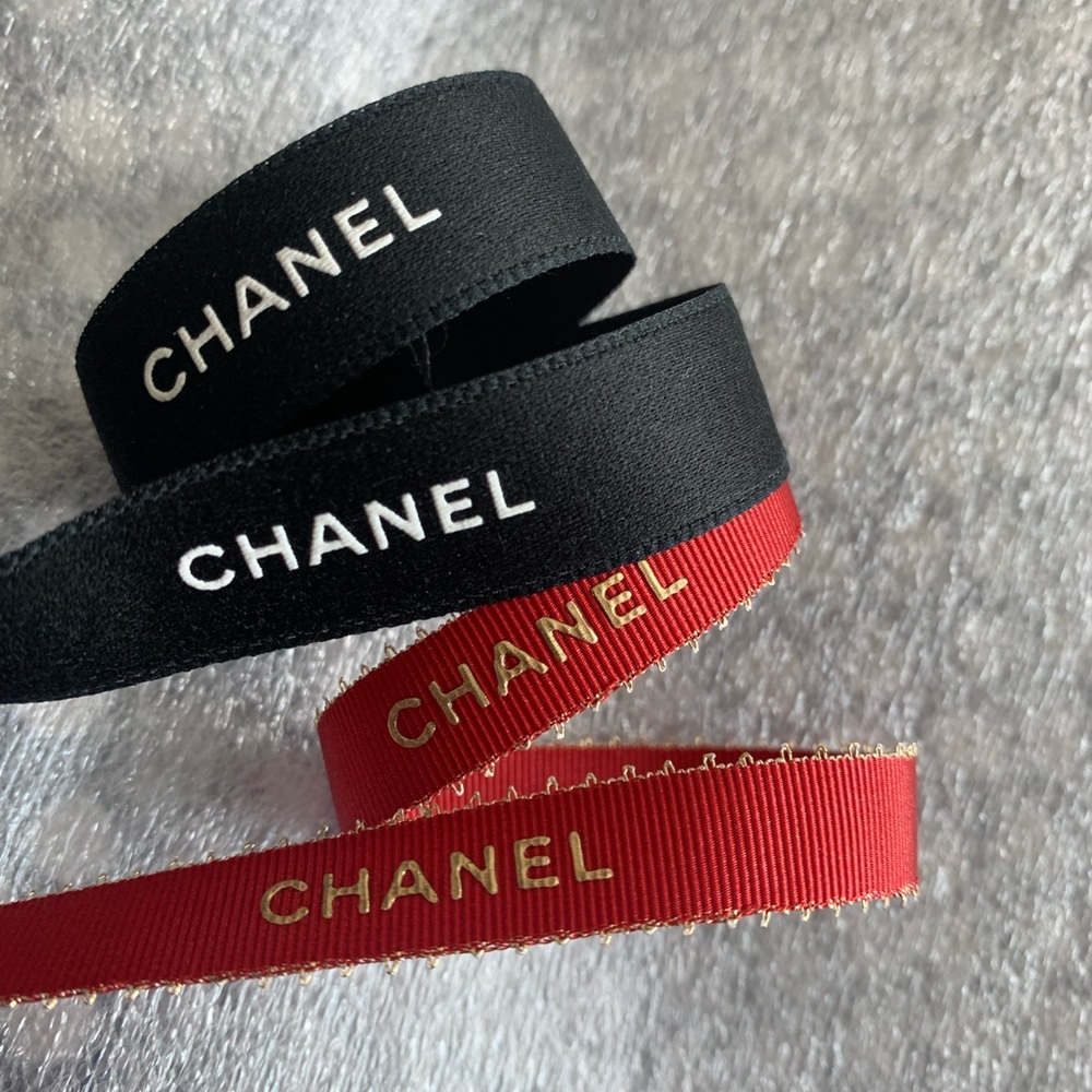 100% Genuine Chanel Ribbon authentic Black & Red 2 YARDS total